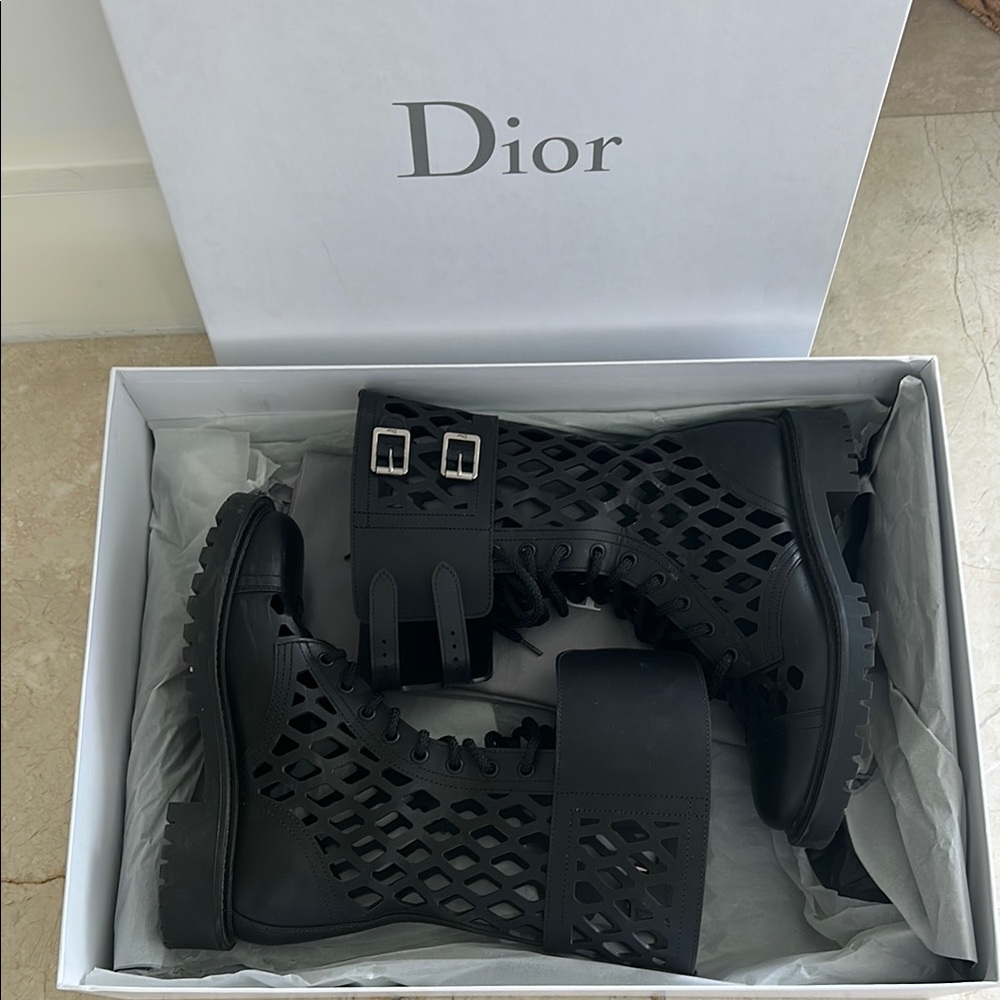 Dior Black Mesh Ankle Boots D-Trap